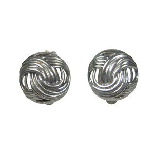 MFA Museum of Fine Arts Vintage Sterling Silver 925 Knot Clip On Earrings Dome